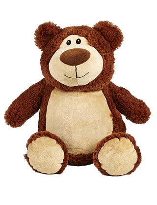 Cubbyford brown personalised teddy bear with custom embroidery birth announcement details