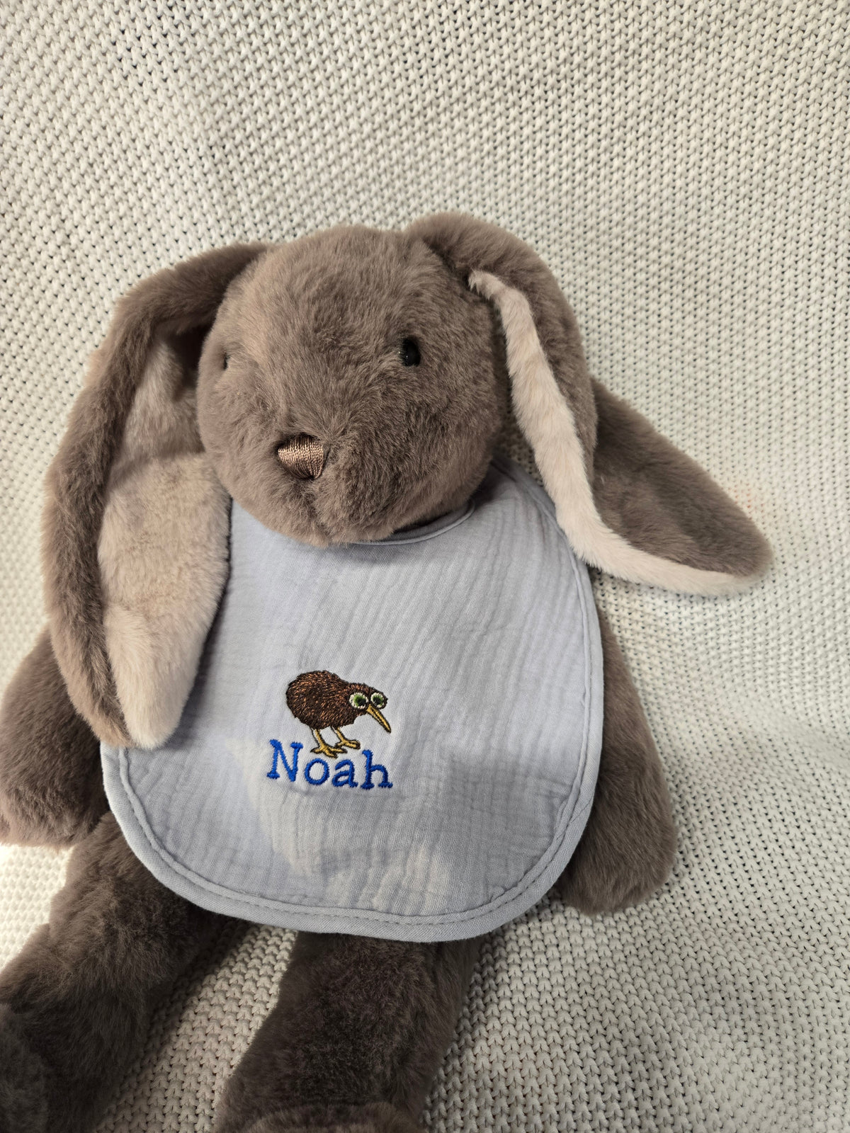 Grey brown bunny with 100%products/personalized-cotton-muslin-baby-bib-custom-embroidered