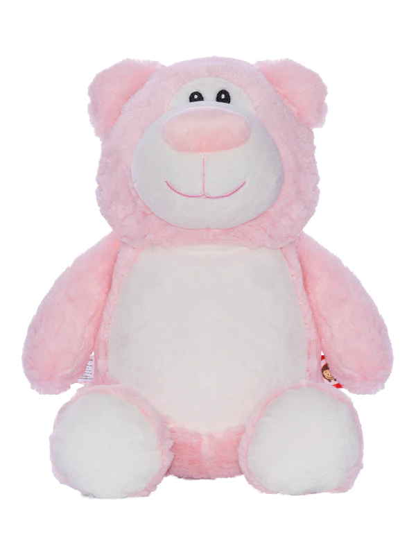 Pink Cubbyford personalised teddy bear with custom embroidery for baby girl birth announcement NZ