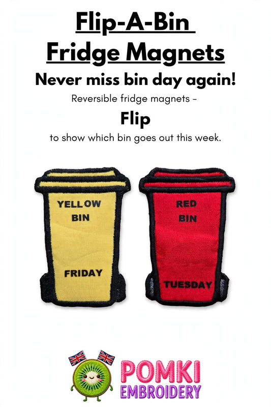 Pomki's Bin Buddy - The Flip-A-Bin Fridge Magnet