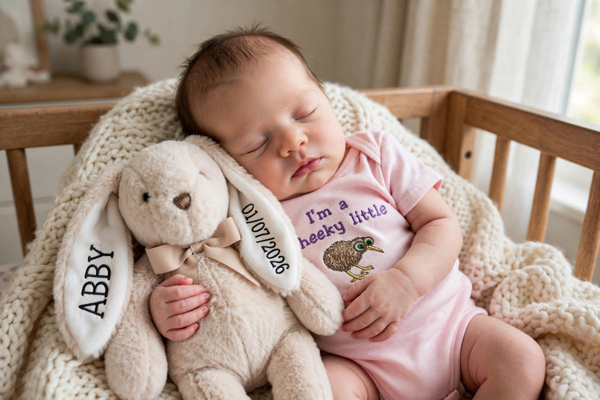 Personalised Grey & White Long-Eared Bunny Plush Toy